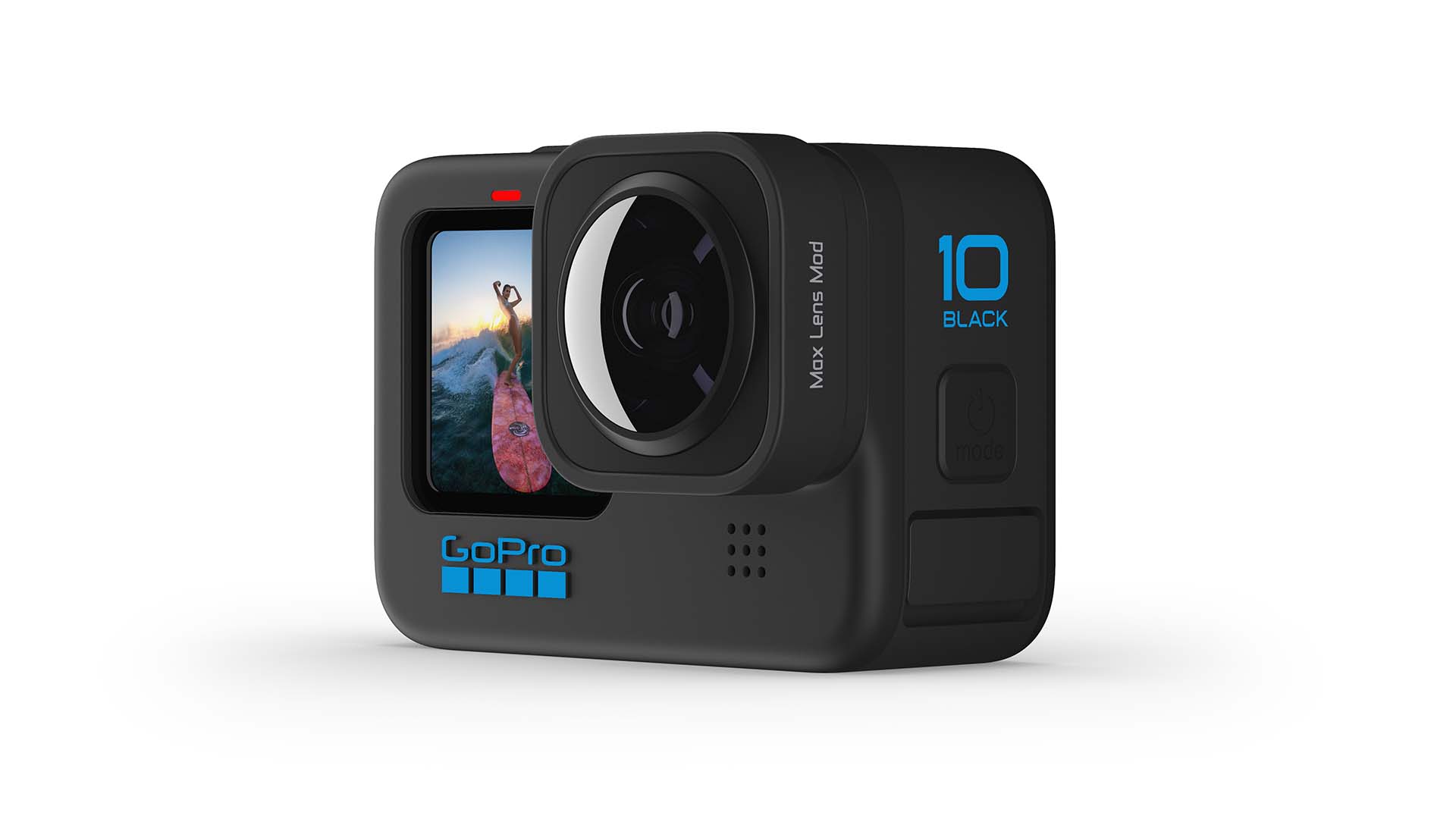 The GoPro HERO10 Black with the Max Lens Mod. Image: GoPro.