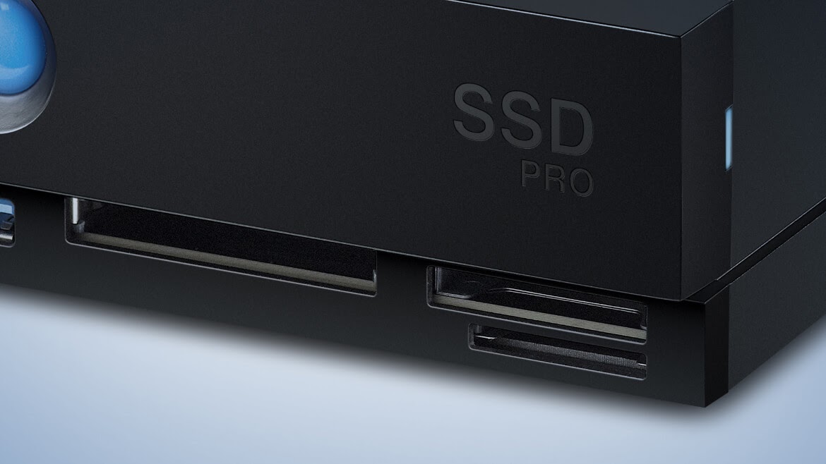 Card slot connectivity on the LaCie 1big Dock SSD Pro. Image: LaCie.