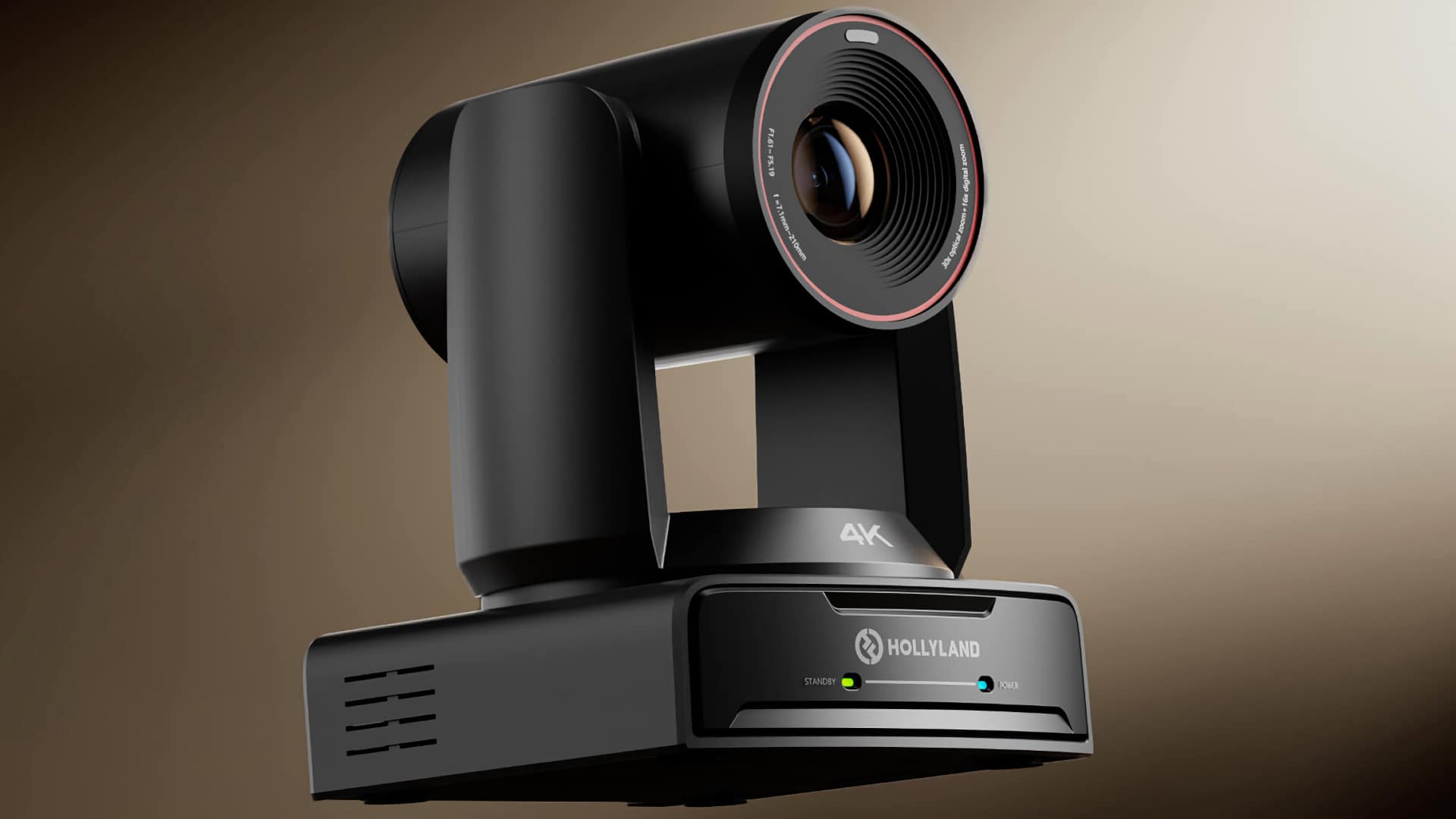 The Hollyland Astra P1 PTZ camera with its 30x optical zoom lens, f/1.61 maximum aperture