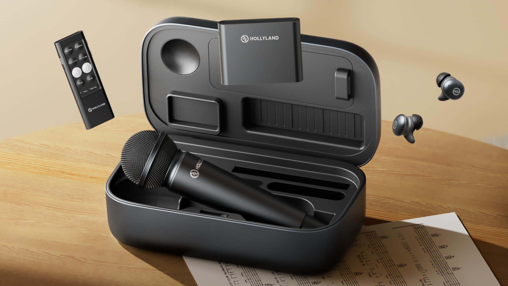 Hollyland's MELO P1 is an all-in-one wireless studio system with a mic, mixer, earphones and remote in a single case