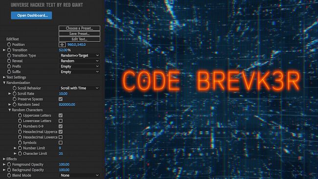 Hacker text animations plugin  Universe Hacker Text by Maxon