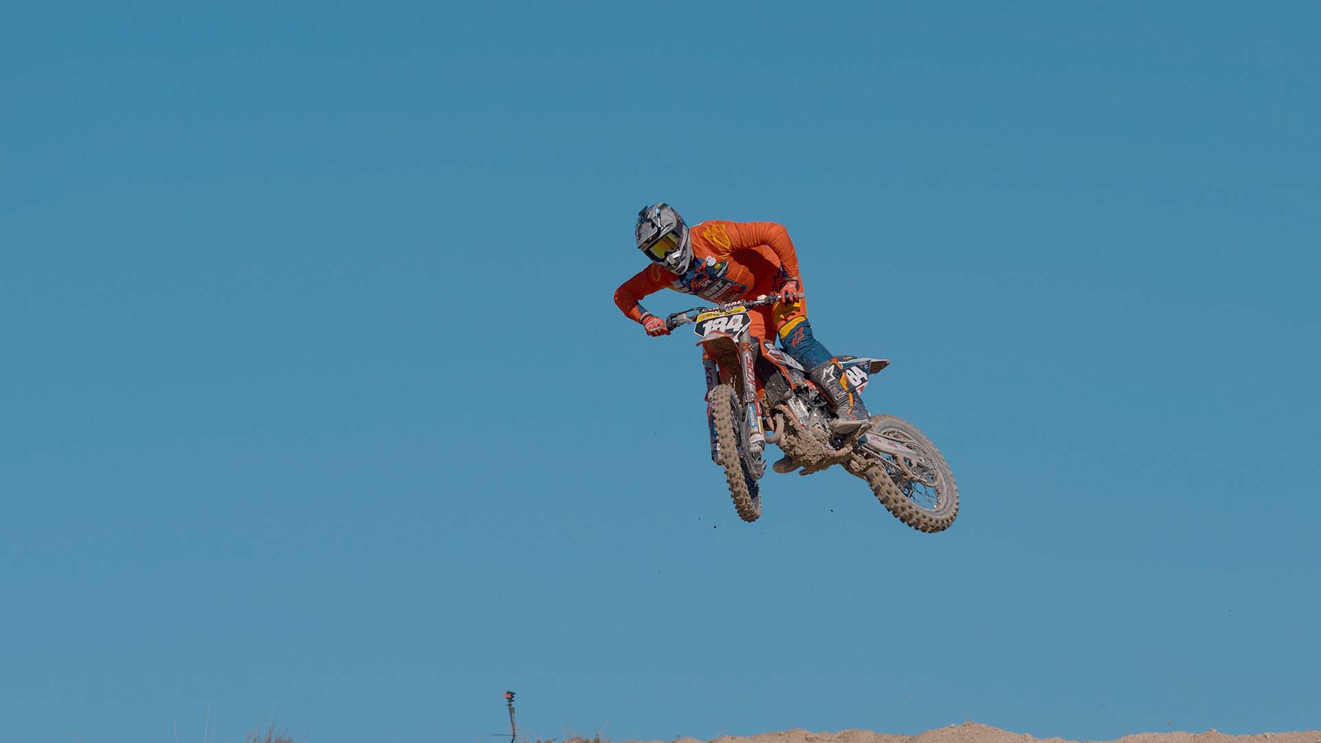 Motocross rider, Jamie Carpenter, takes flight. Image: Anton Nelson.
