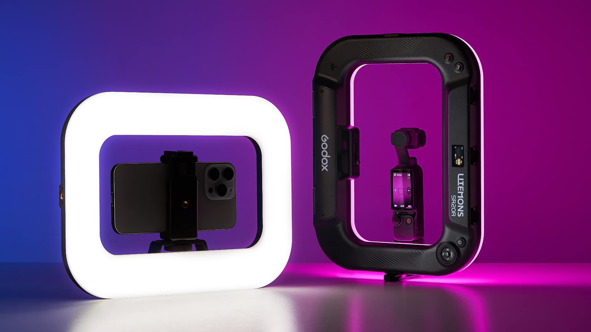 The Godox Litemons SR20R will accommodate smartphone, gimbals, and even mirrorless cameras