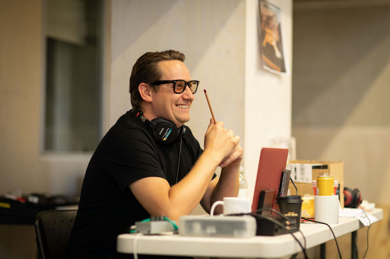 Max_Ringham (Sound Designer) in a recording for Blindness, sound installation at the Donmar Warehouse, Photographer Helen Maybanks.