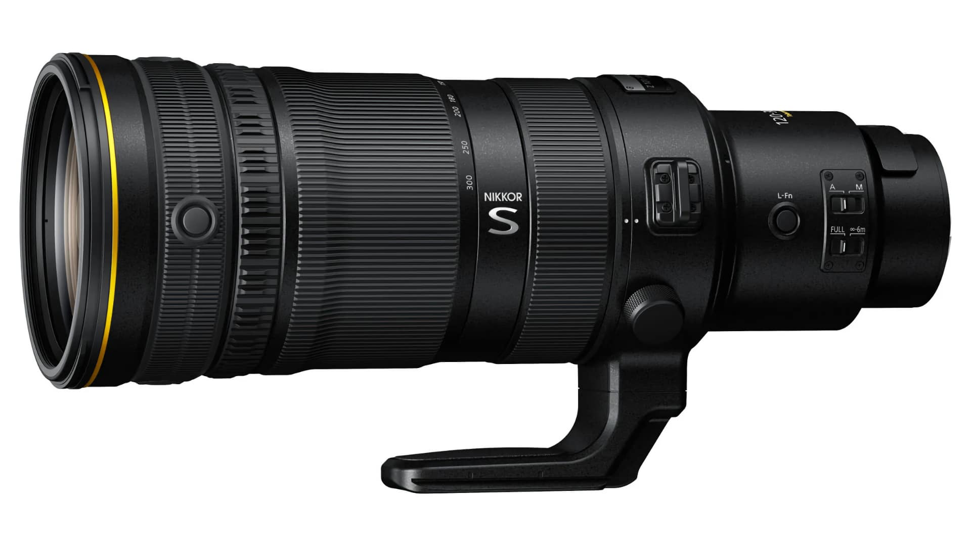 Nikon says the NIKKOR Z 120-300mm f/2.8 TC VR S is about 515 g (1.14 lb) lighter than its F-mount predecessor, even with the teleconverter