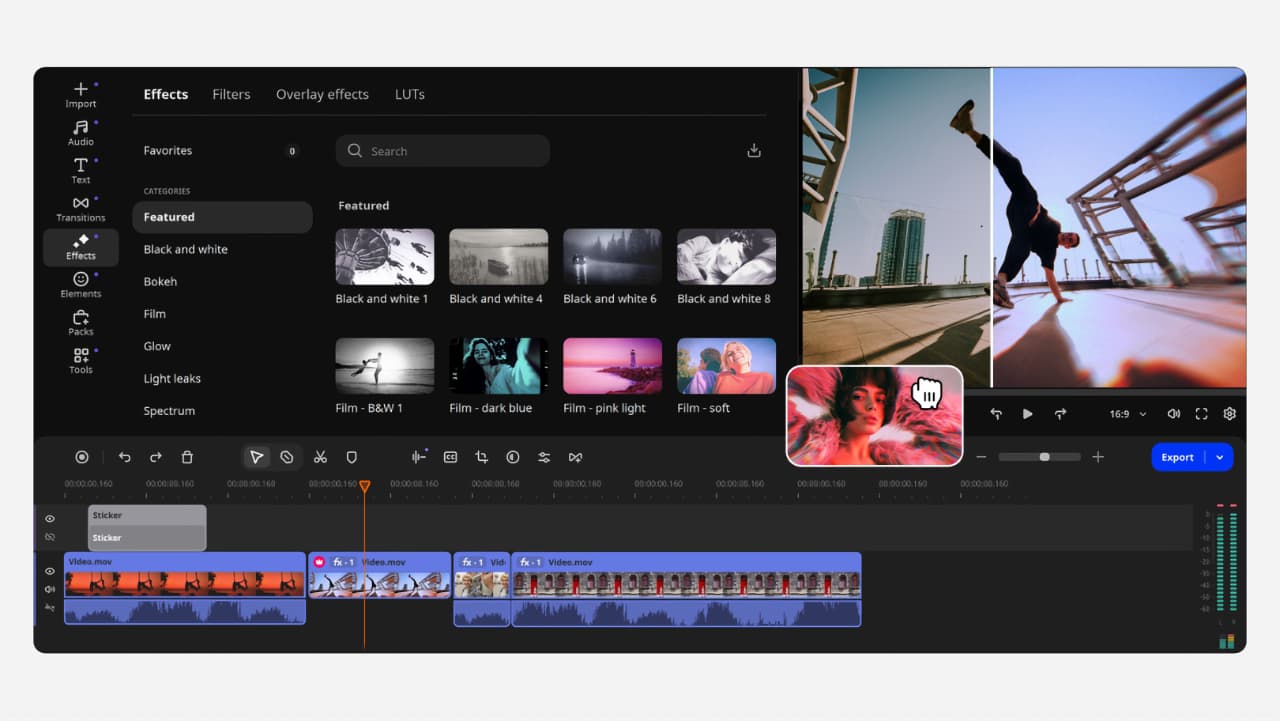 A range of new effects are built into the latest Movavi Video Editor