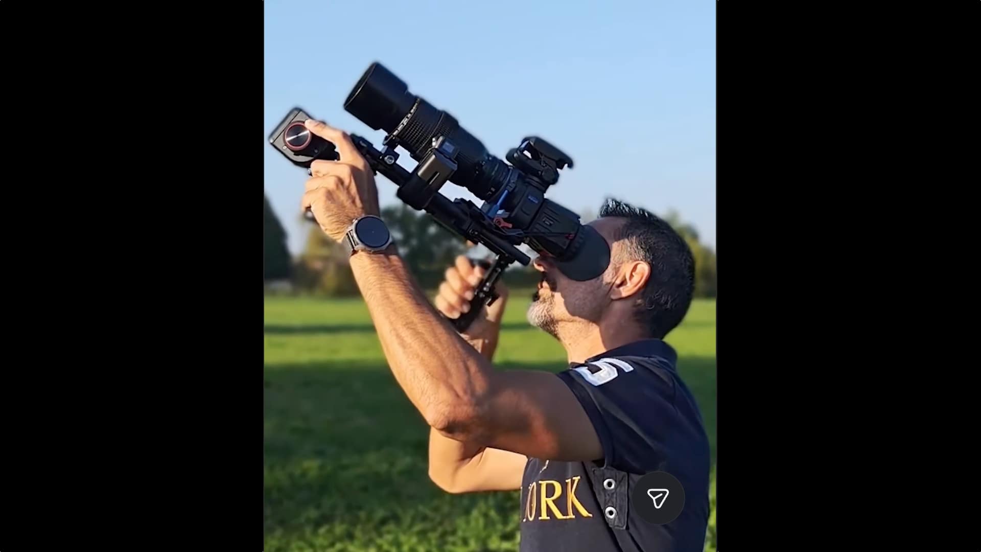 Simone Marulli with the home-built tracking rig he calls The Capriolo, built around a GoPro Mission 1 Pro ILS