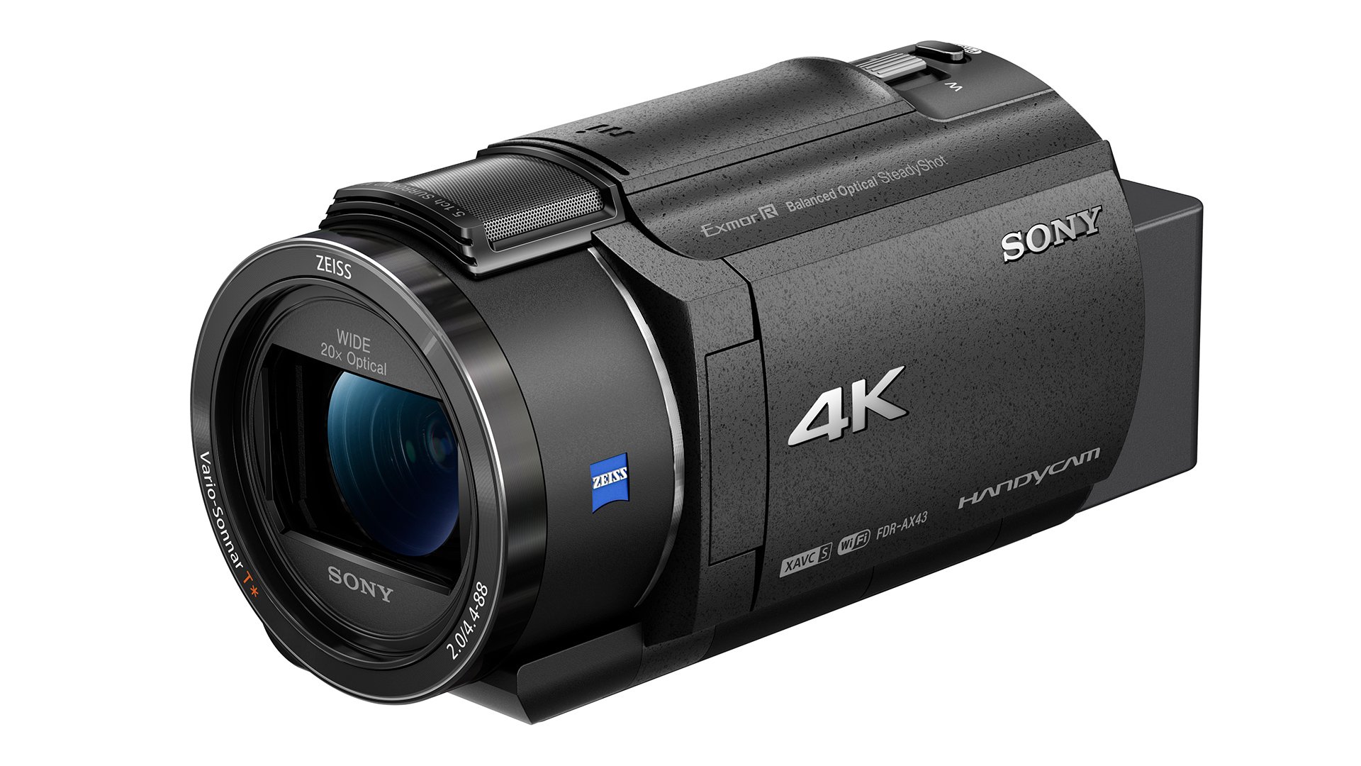 The Sony FDR-AX3 camcorder.