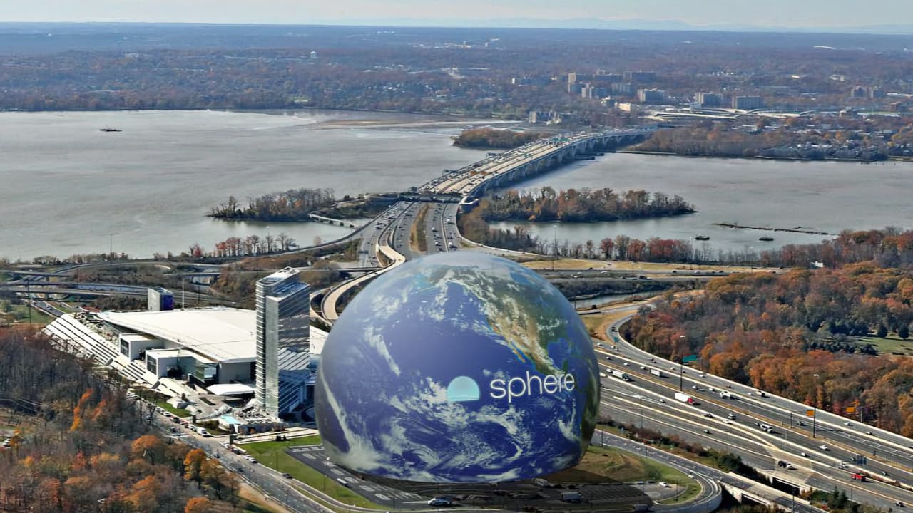 A render of the new smaller Sphere in situ at National Harbor. Pic (and below): Sphere Entertainment