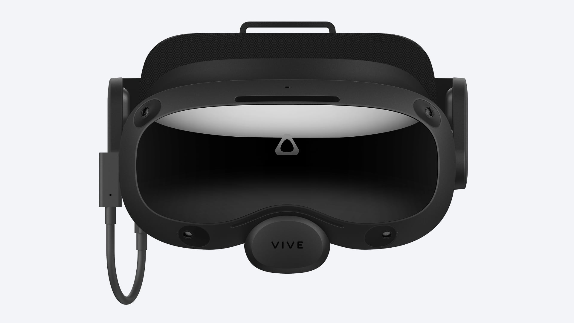The VIVE Focus 3 headset fully laden with the new modules