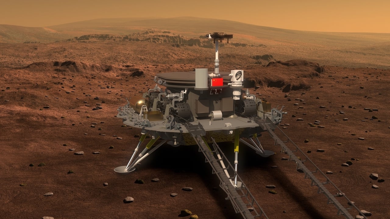 An artist's impression of the Chinese Zhurong Mars lander.