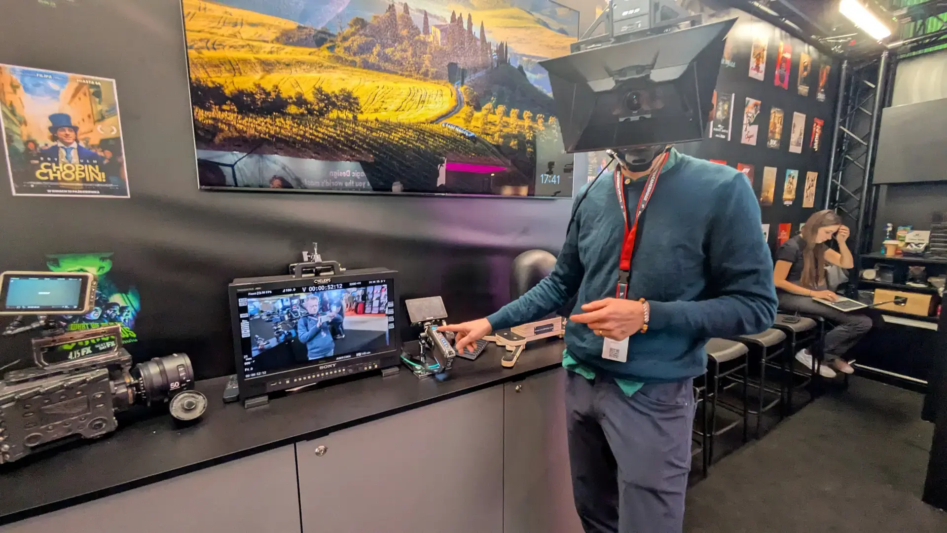  inventor James Medcraft with the  Cyclops head-mounted POV rig 