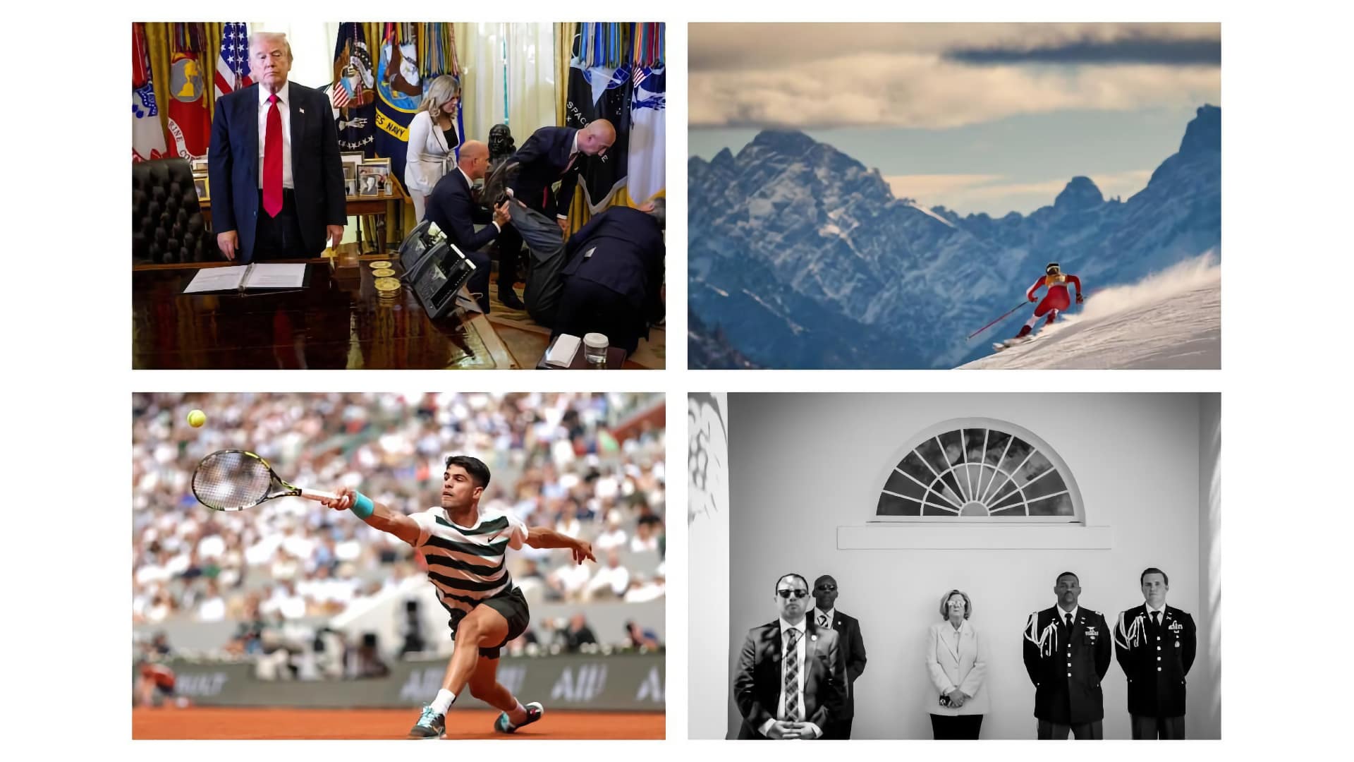 Getty Images photographers earned top honors in leading 2026 global photojournalism competitions. Image credits: Andrew Harnik/Getty Images (News) + Julian Finney/Getty Images (Sports)