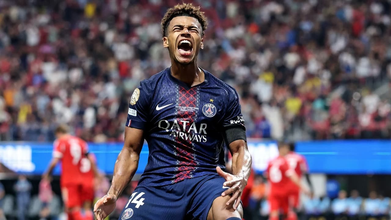 Désiré Doué scoring for Paris Saint-Germain: Steph Chambers - FIFA/FIFA via Getty Images
