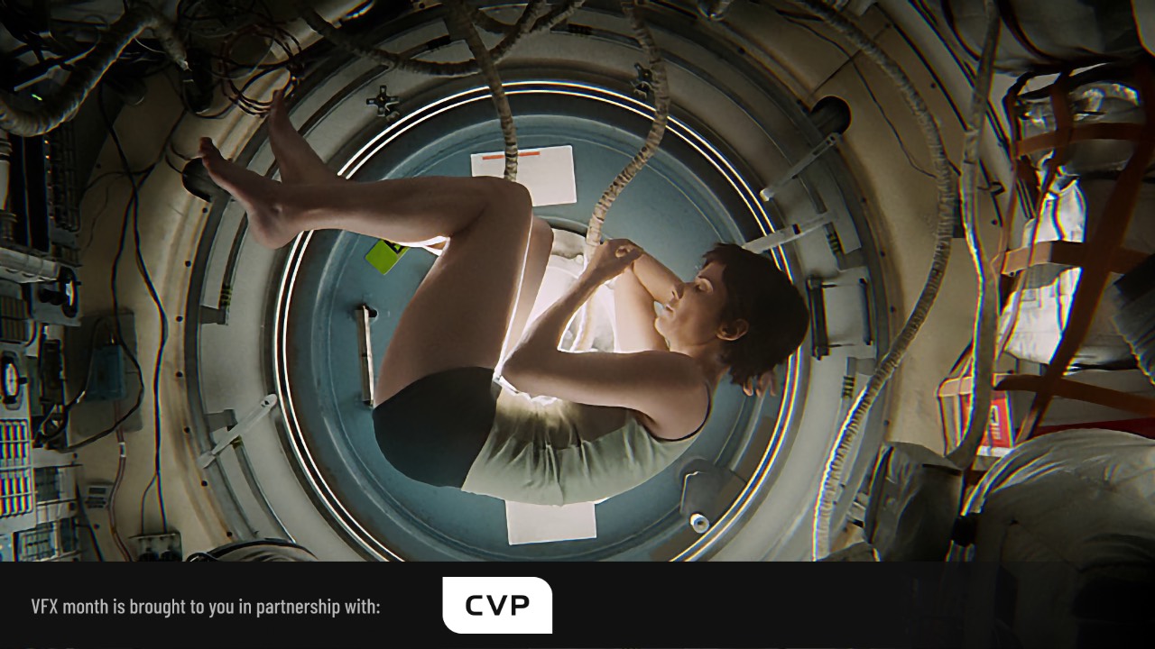 Sandra Bullock floats in space in  Alfonso Cuarón's 2013 'Gravity'. Pic: Warner Bros.