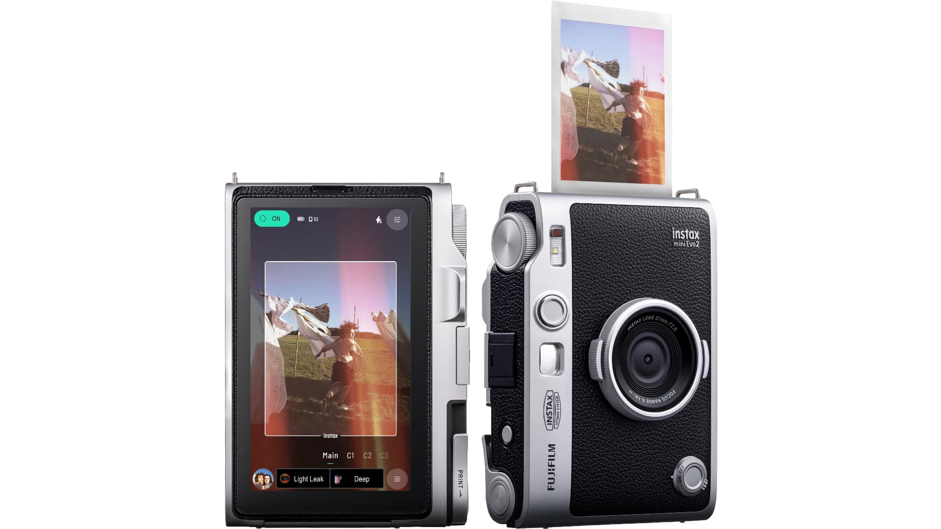 The new instax mini Evo 2 gets a 4.5-inch touchscreen, a larger sensor, and a 21mm lens