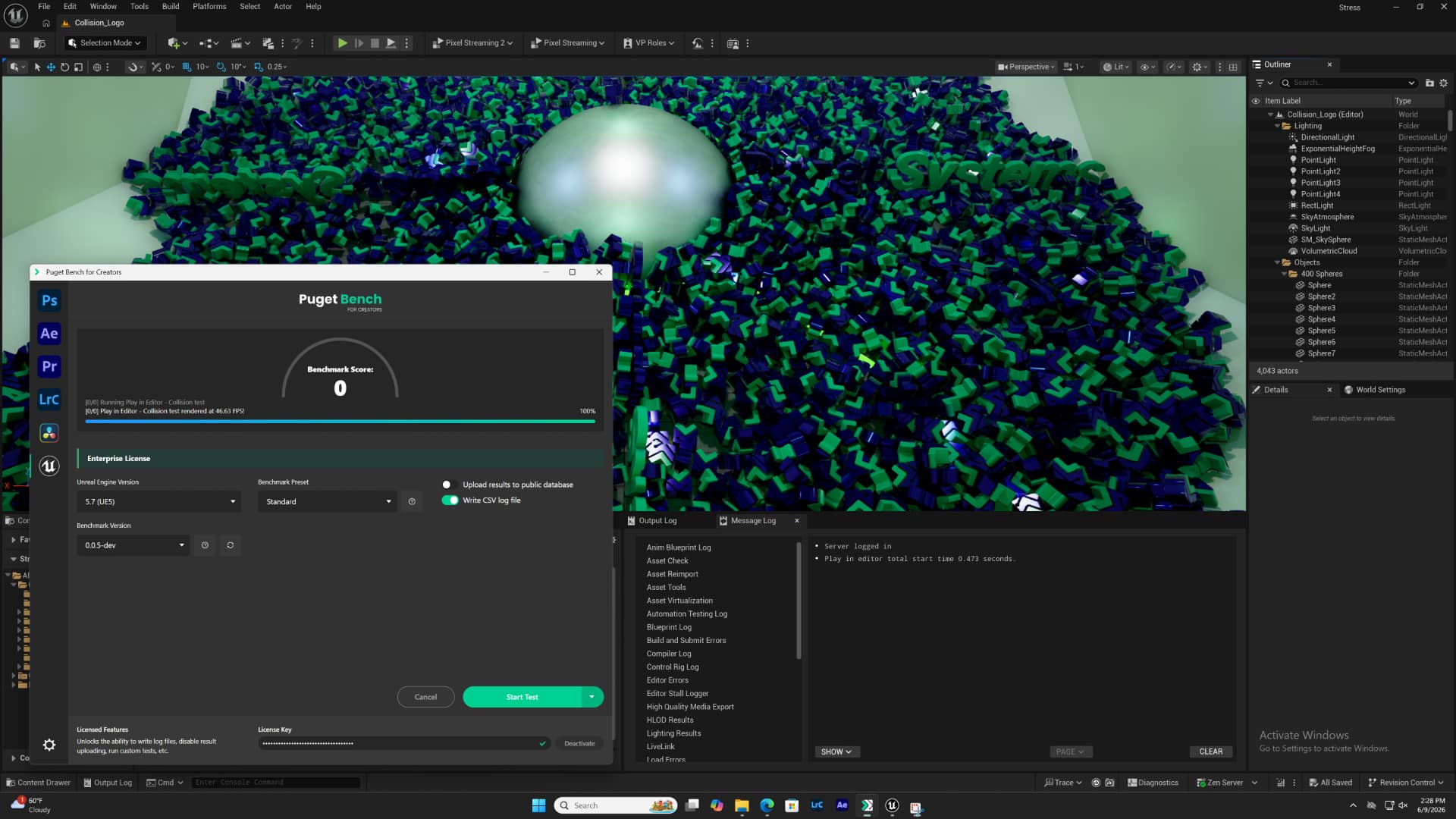  Puget Bench for Creators runs directly inside a user's installed UE environment