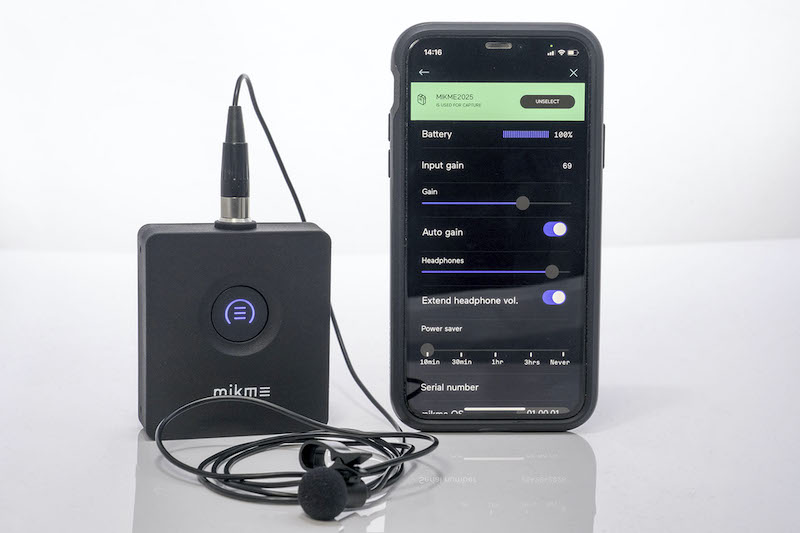 The Mikme Pocket wireless Bluetooth mic.