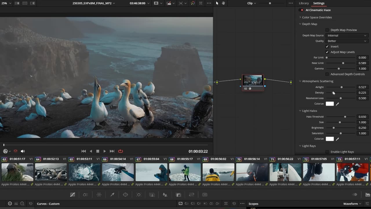 The new AI Cinematic Haze in DaVinci Resolve 20.2 adds some subtle effects to scenes