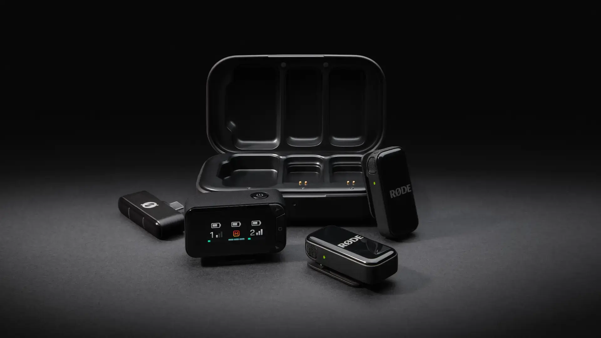 All the components of the new RØDE Wireless Micro Camera Kit fit neatly into the charging case