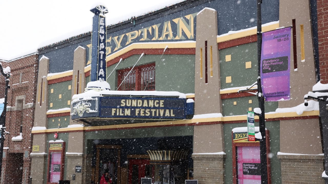 A view of Main Street during the 2023 Sundance Film Festival. Yes, it was snowing then too. © 2024 Sundance Institute | Photo by Jutharat Pinyodoonyachet