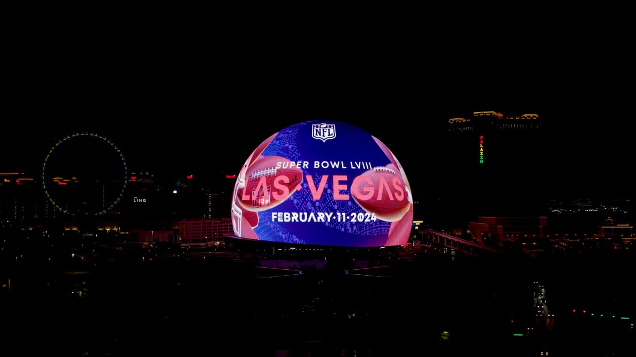 The Las Vegas Sphere getting ready for Super Bowl LVIII. Pic: Sphere Entertainment
